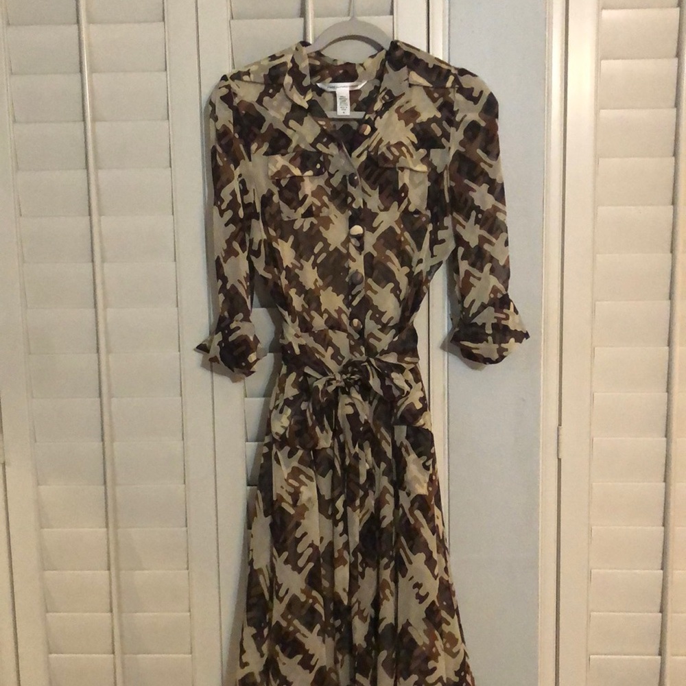 Brown and tan Diane VonFuratenberg dress